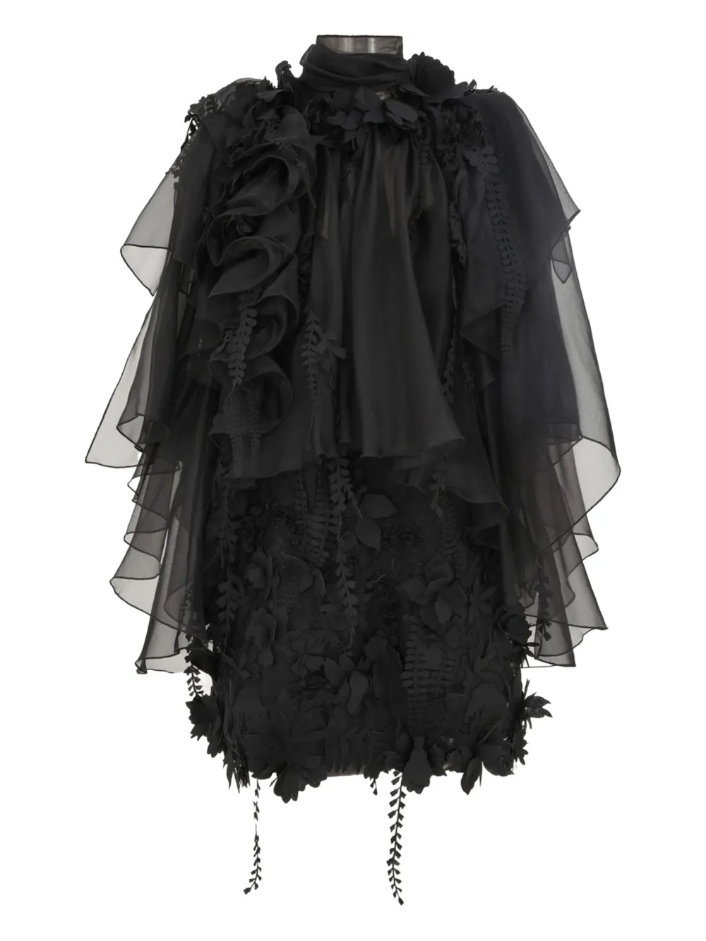 Zimmermann Ruffle-applique Mini Dress In Black