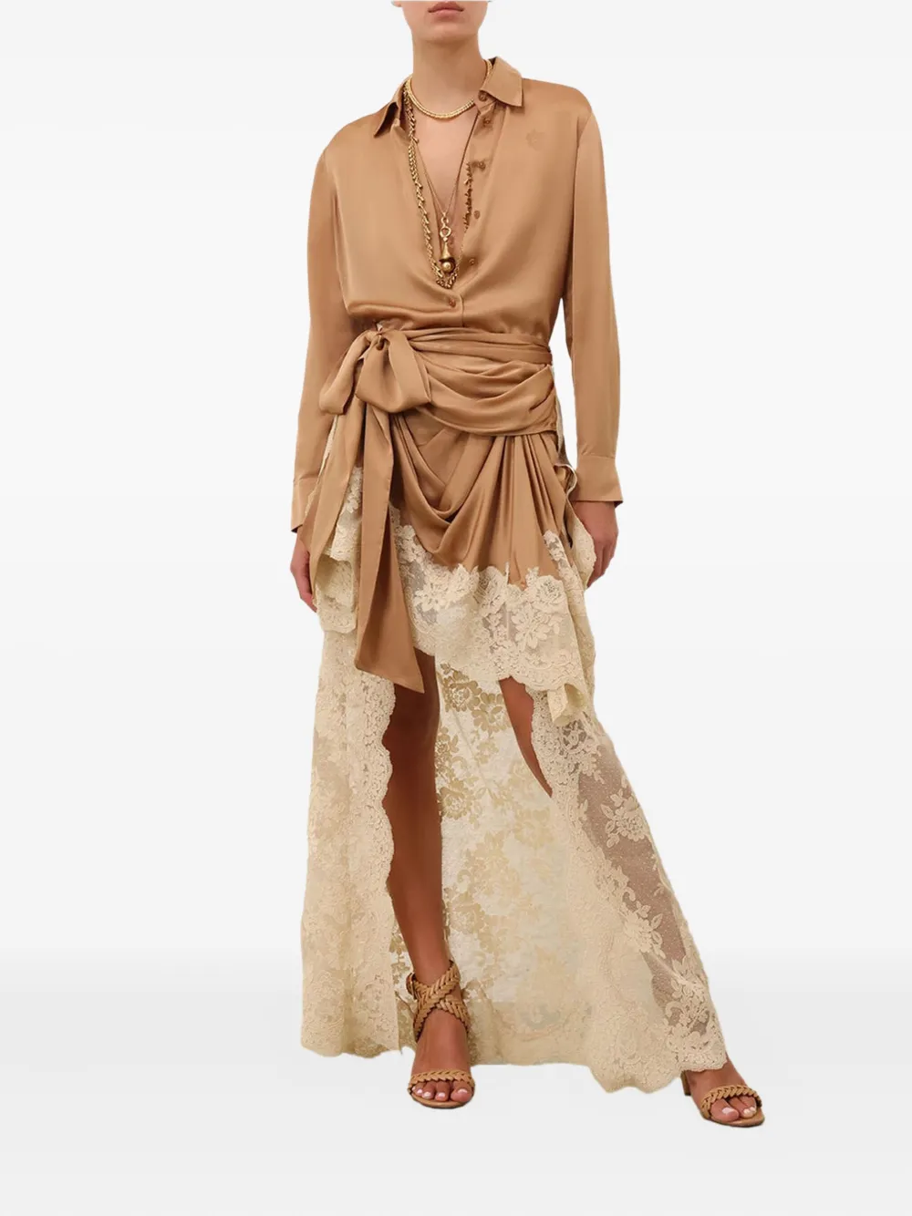 ZIMMERMANN Hypnotic satin lace-trimmed skirt | Asymmetric & Draped Skirts | Image 2