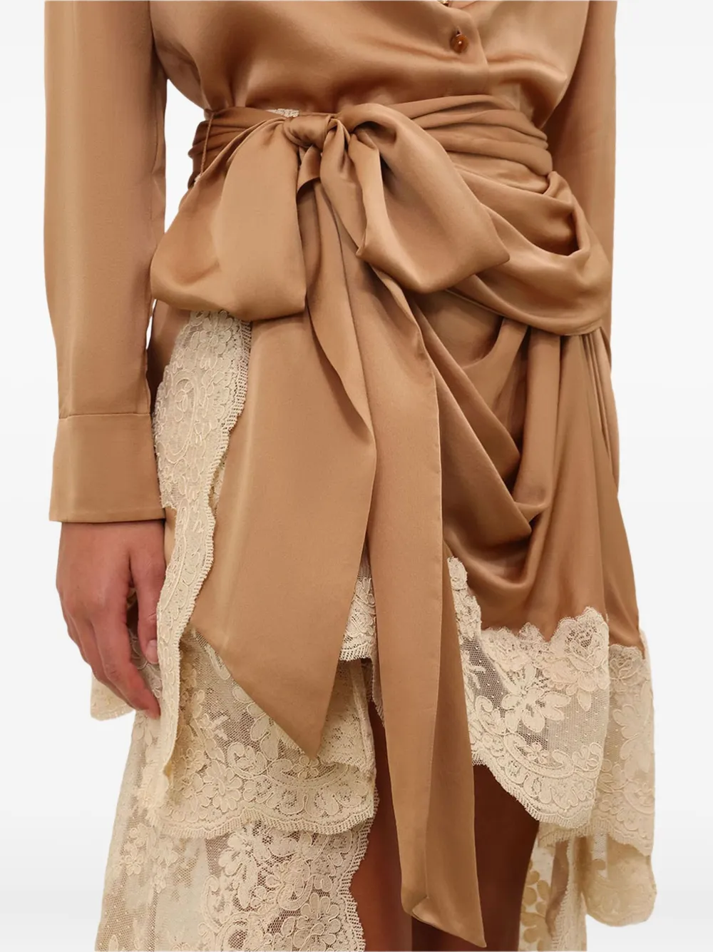 Zimmermann Hypnotic Satin Lace-trimmed Skirt In Neutral