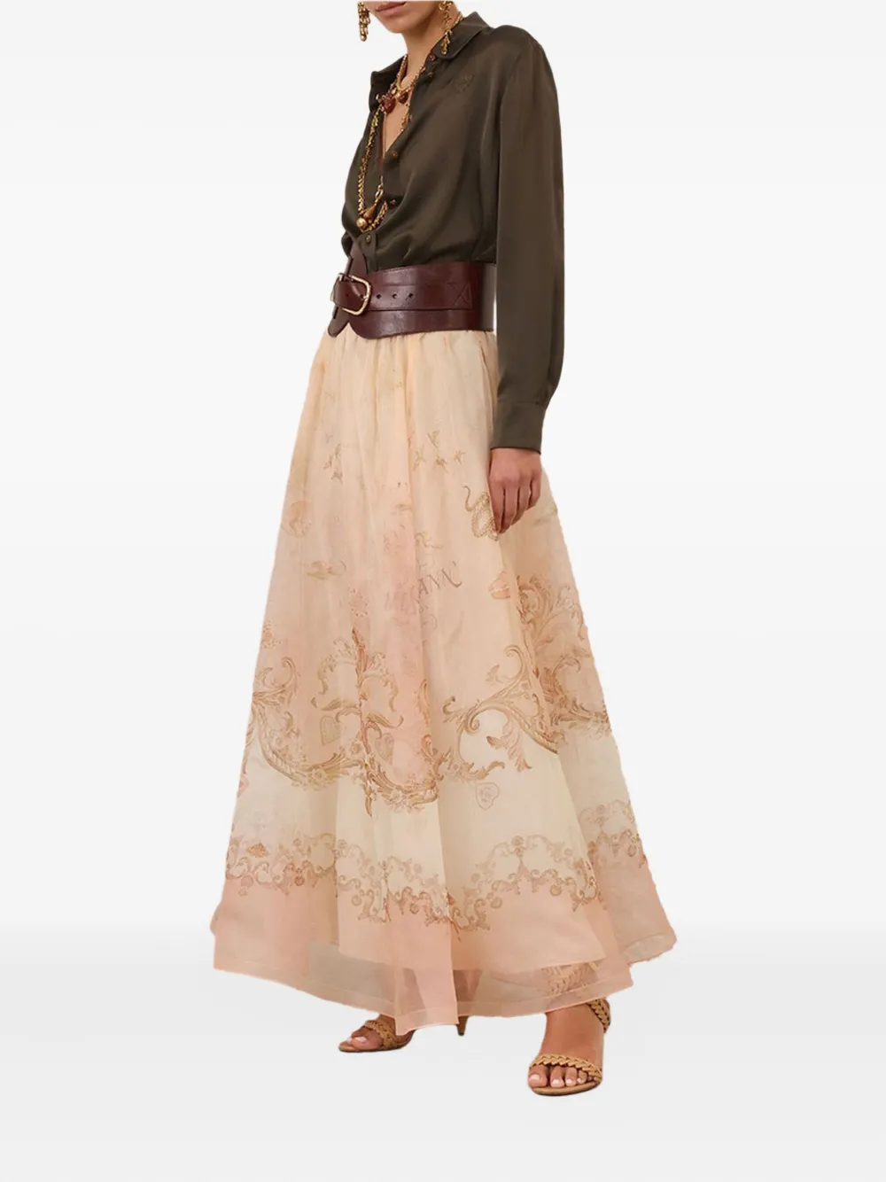 ZIMMERMANN embroidered satin shirt - Groen