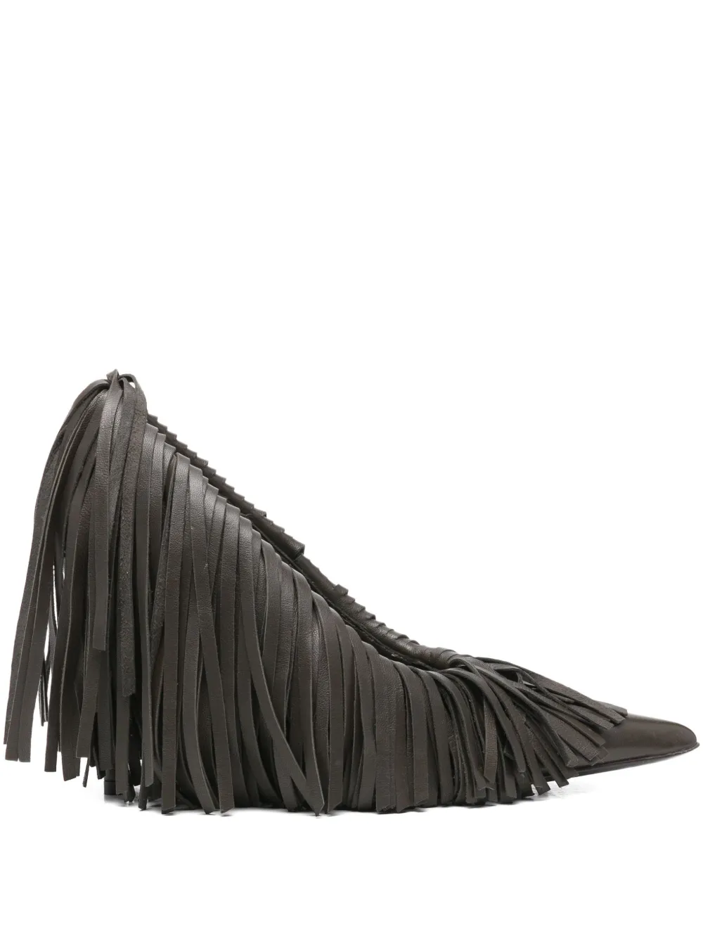 Gia Borghini 100mm Amelia Fringed Pumps In Black