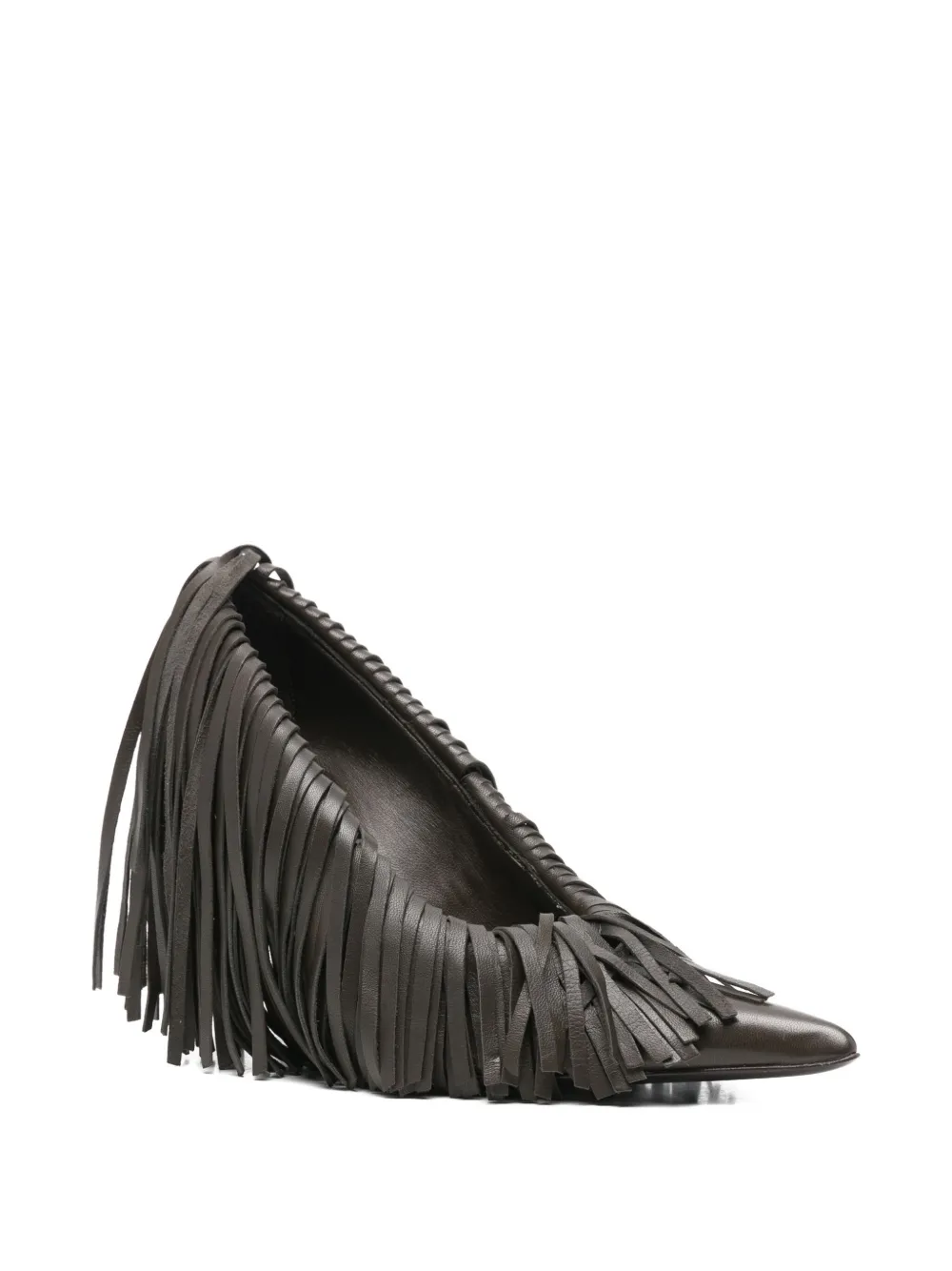 Gia Borghini 100mm Amelia Fringed Pumps In Black