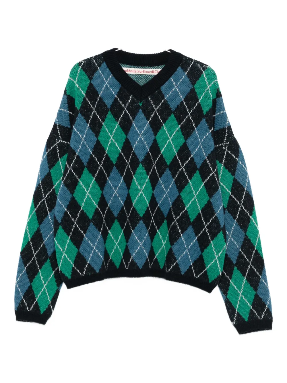 Stockholm Surfboard Club argyle-pattern wool sweater - Verde