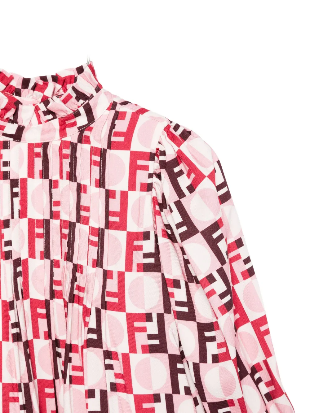 Fendi Kids Jurk met print en ruches Roze