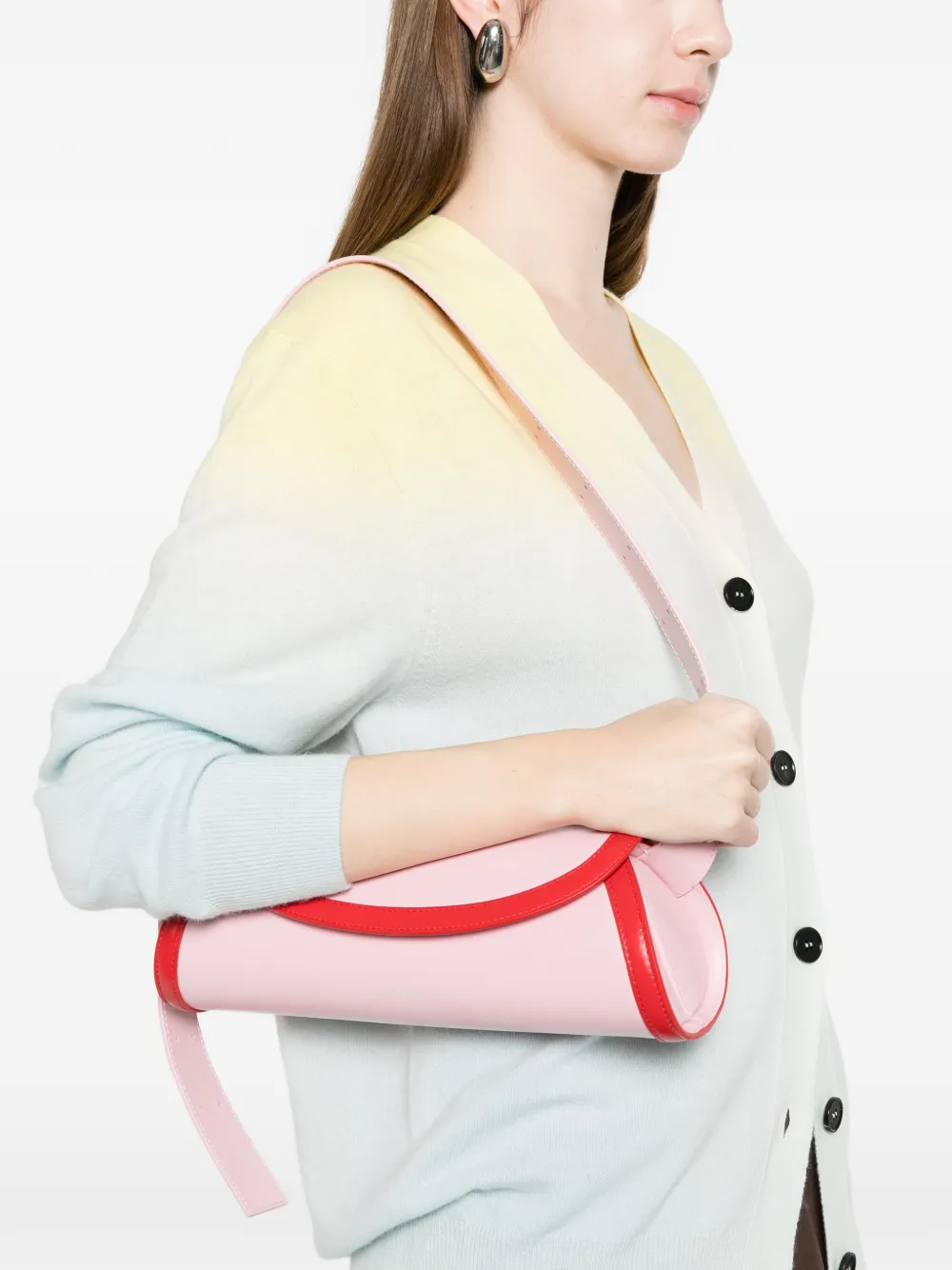 Jil Sander Cannolo tweekleurige schoudertas Roze