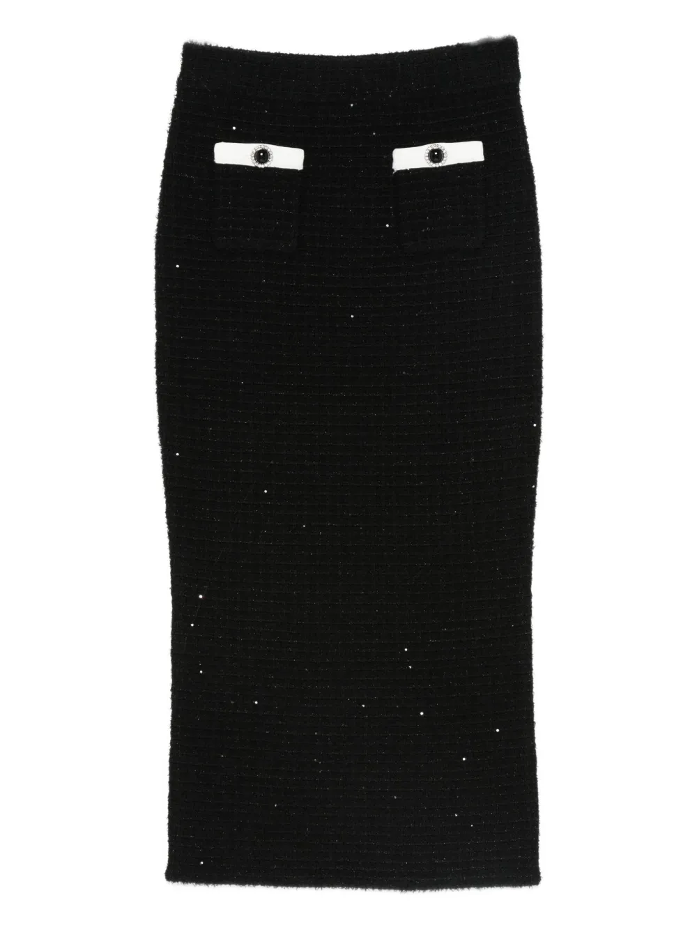 Self-portrait Button-pocket Skirt In Black