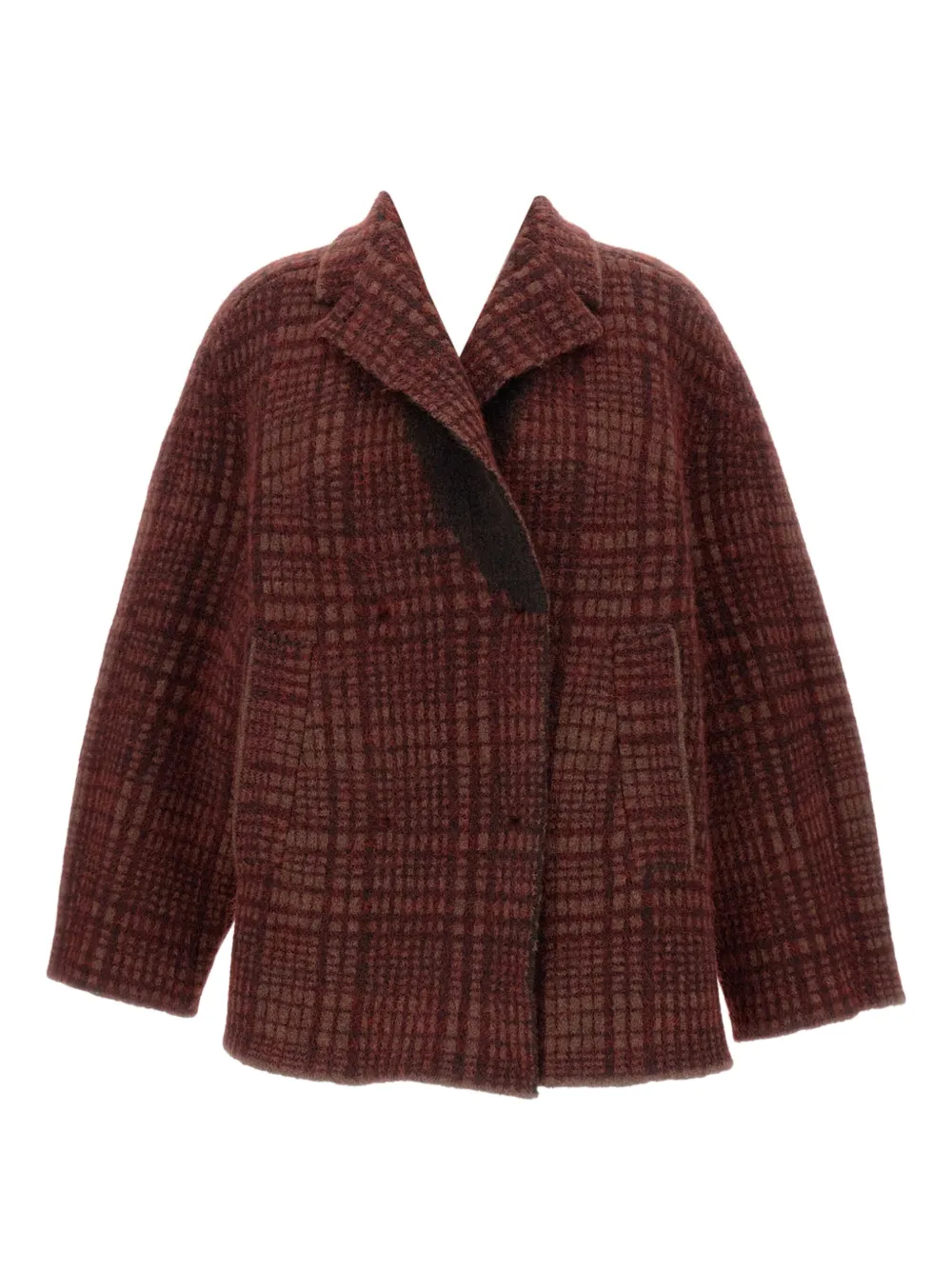 Boboutic Checked Double-breasted Jacket In Burgundy