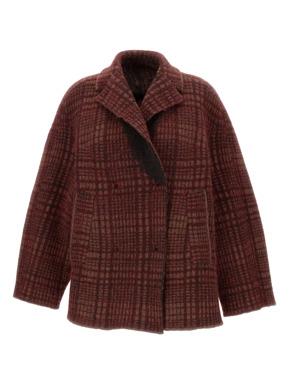 Boboutic checked double-breasted coat | Brown | Image 1