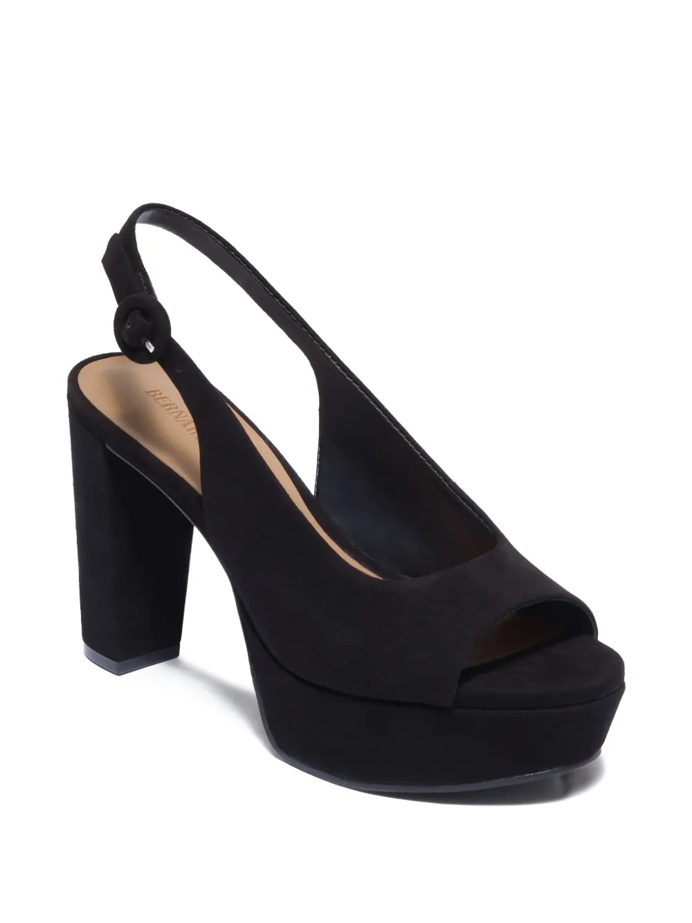Bernardo Vega Peep-toe Platform Slingback Heels In Black