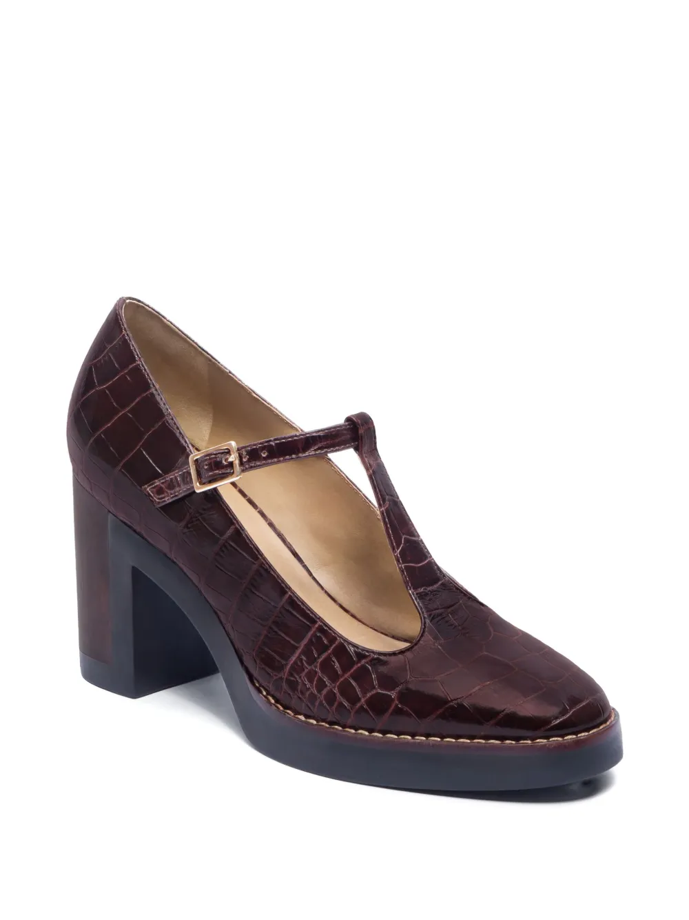 Bernardo 95mm Noto Crocodile-embossed T-strap Pumps In Red