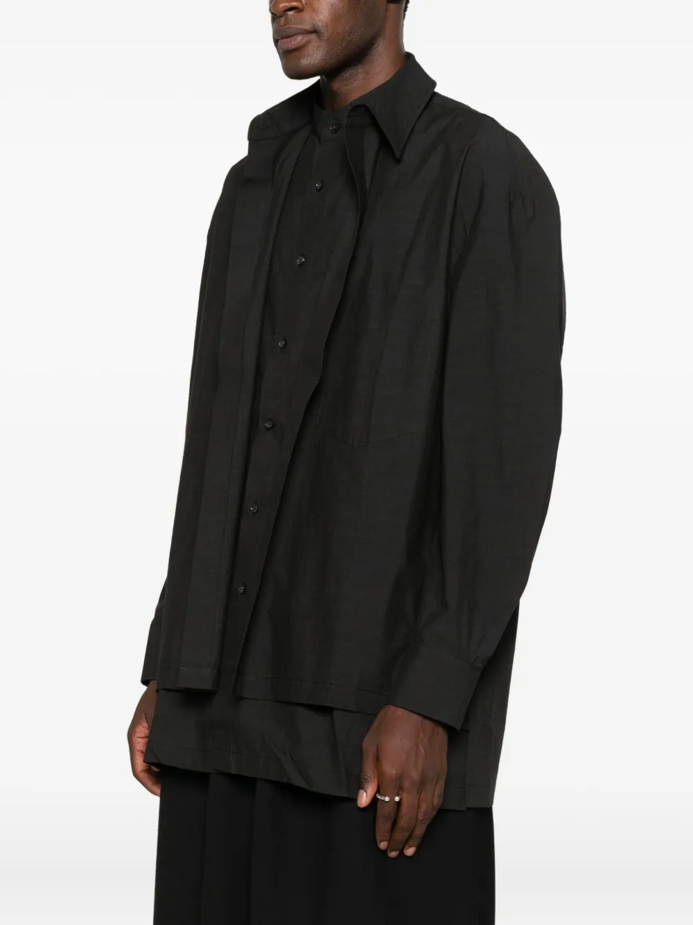 Joe Chia Hawat Layered Shirt In Black