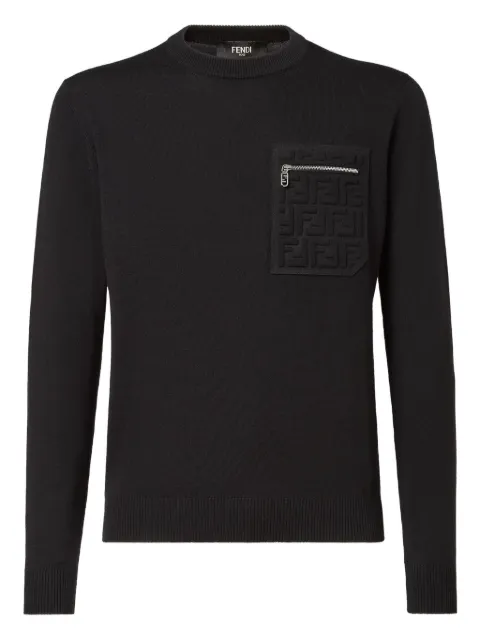 FENDI logo-patch pocket sweater