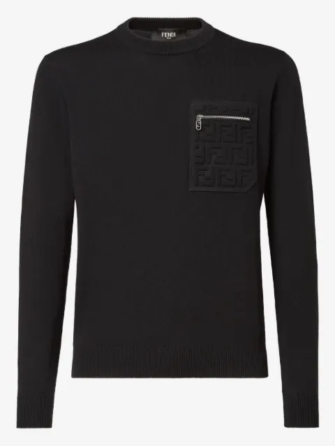 FENDI logo-patch pocket sweater