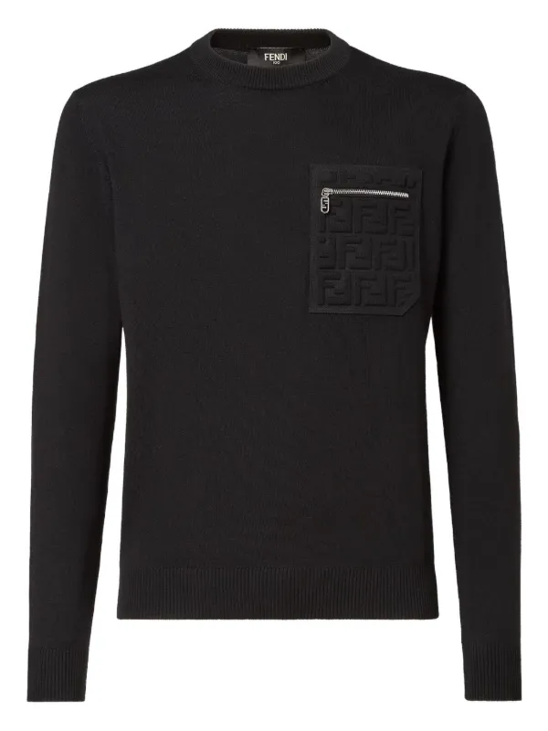 FENDI logo-patch Pocket Sweater | Black | FARFETCH