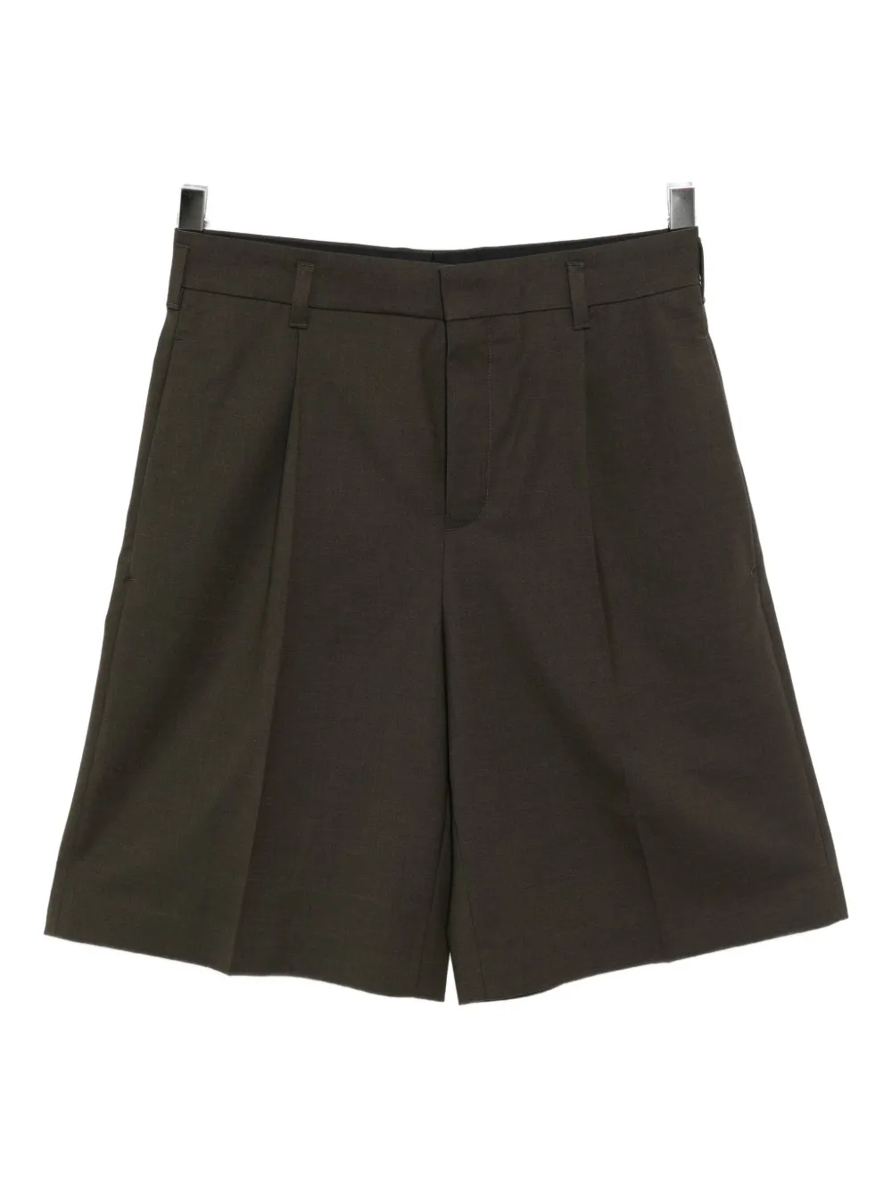 Jacquemus Le Short Ovalu Pleated Stretch Virgin Wool Shorts In Brown