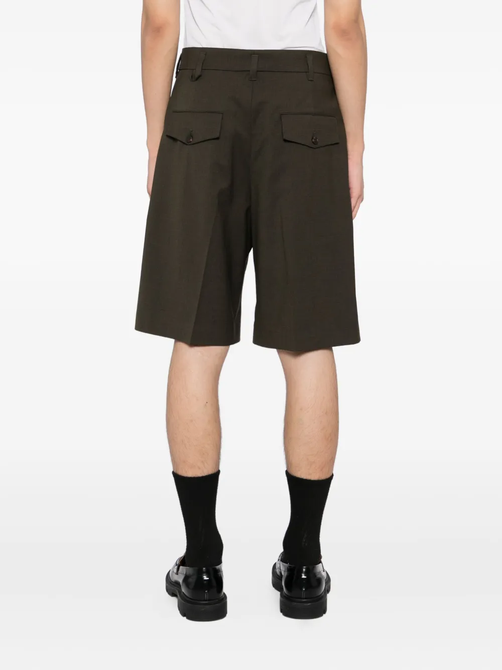 Jacquemus Le Short Ovalu Pleated Stretch Virgin Wool Shorts In Brown