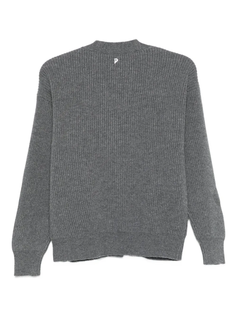 Dondup V-neck Ribbed Cardigan In Gray