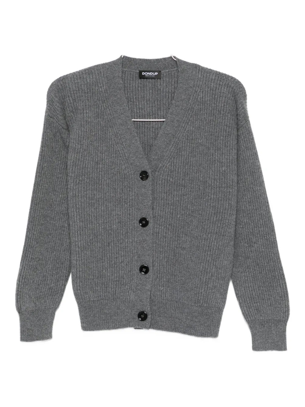 Dondup V-neck Ribbed Cardigan In Gray