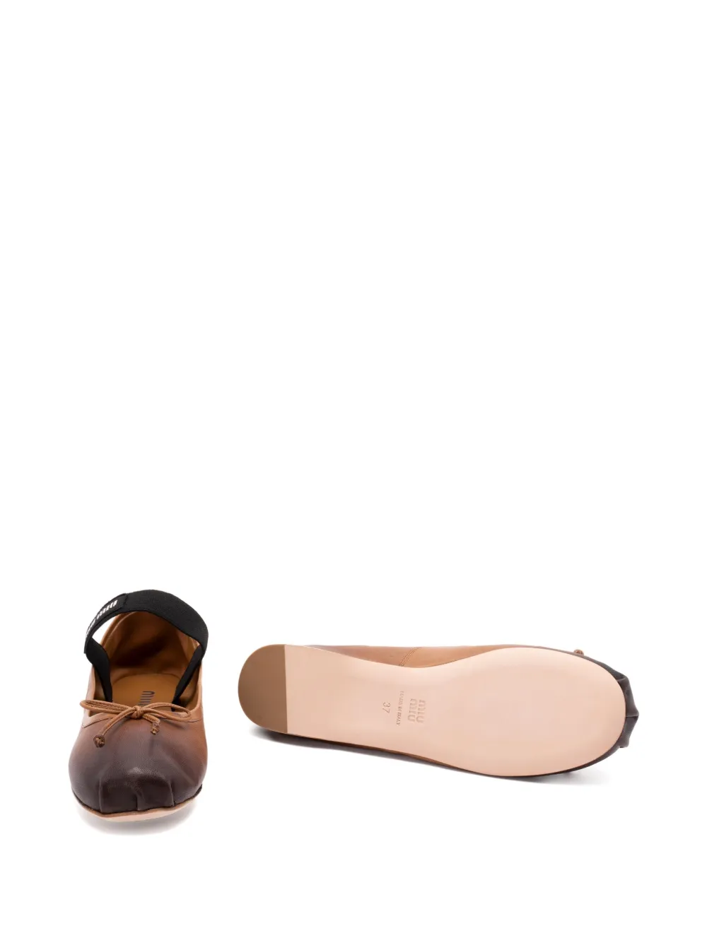 Miu Ballerina's met elastische band en strik Bruin