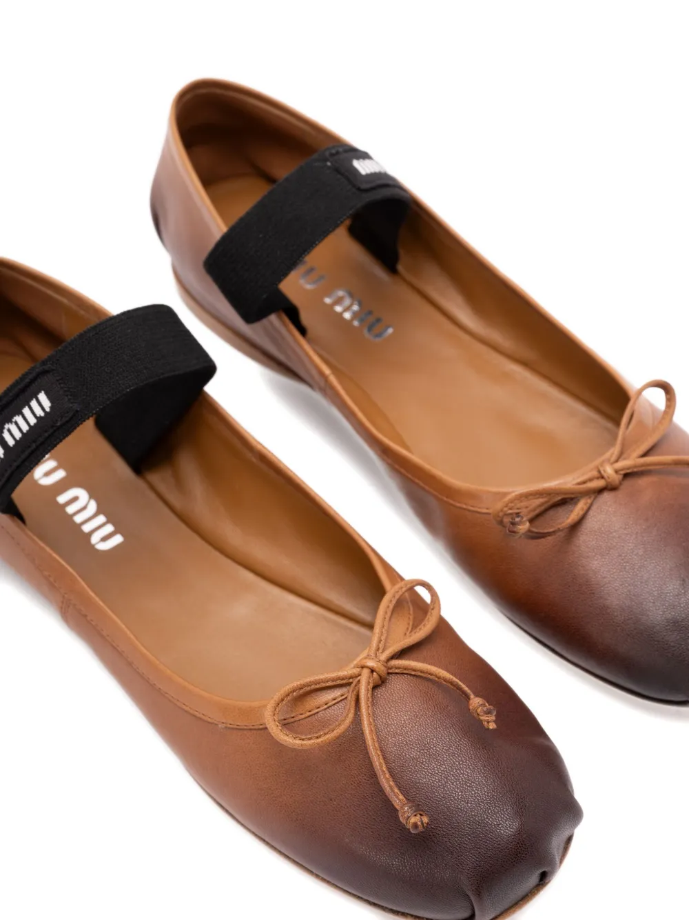 Miu Ballerina's met elastische band en strik Bruin