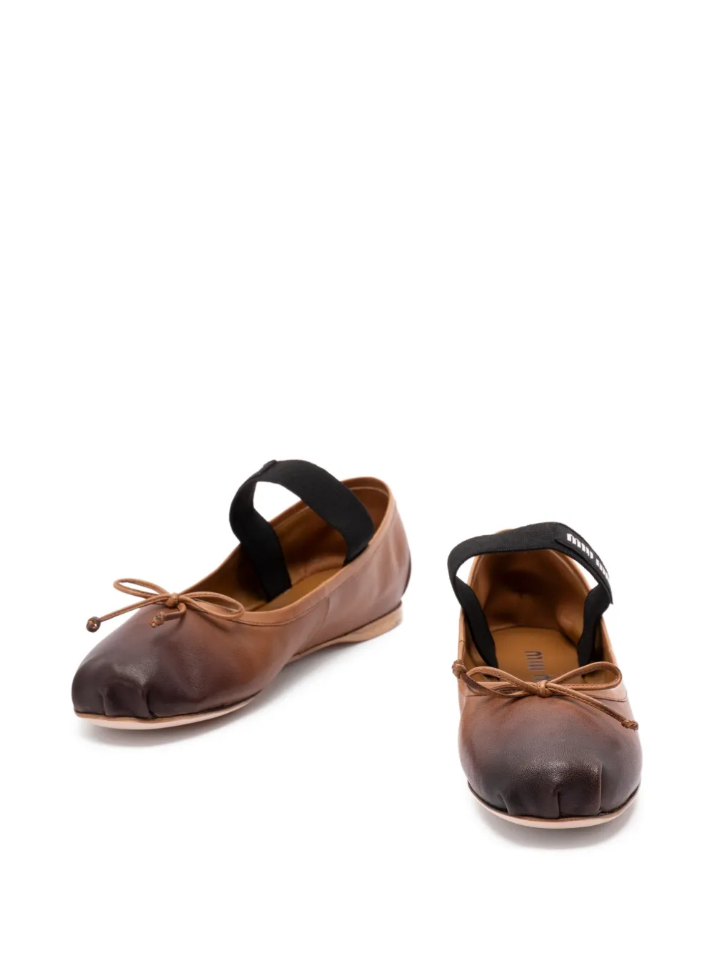 Miu Miu Ballerina's met elastische band en strik - Bruin