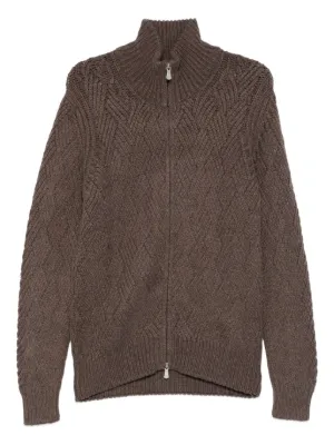Axel Arigato Core Zipped high-neck Cardigan | Brown | FARFETCH