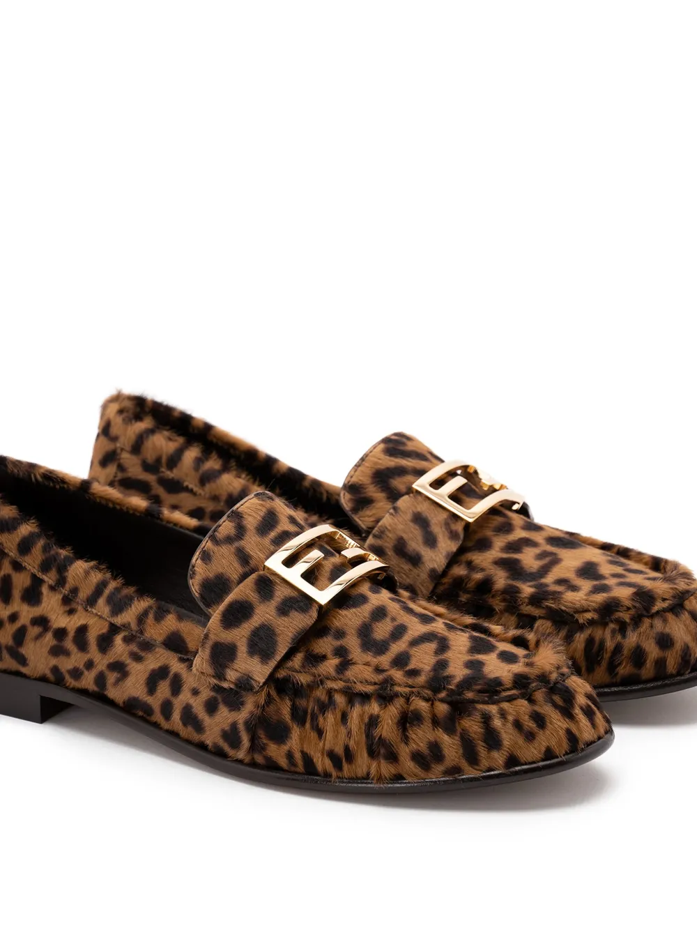 FENDI Loafers met luipaardprint en logodetail Bruin