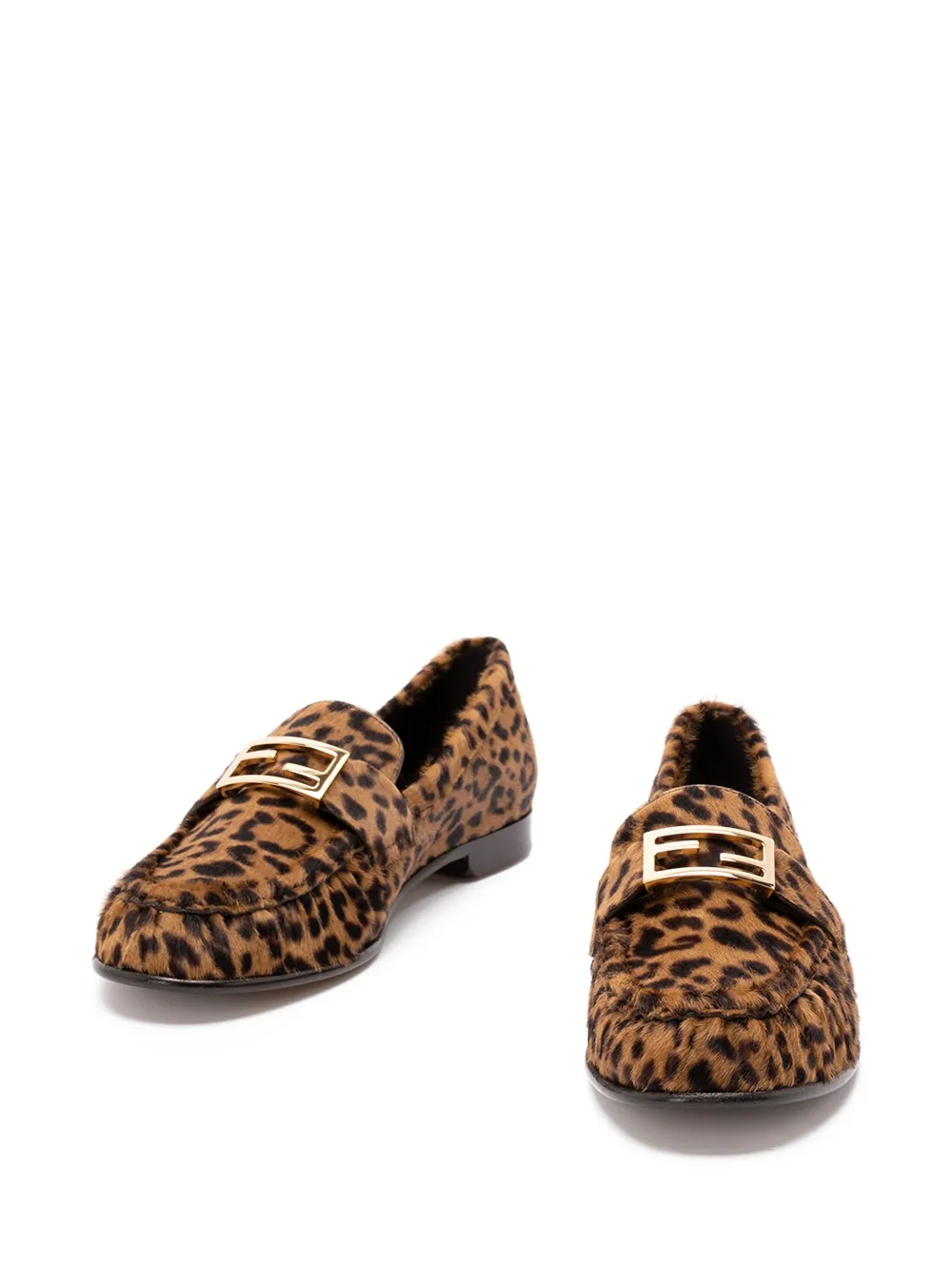 FENDI Loafers met luipaardprint en logodetail Bruin