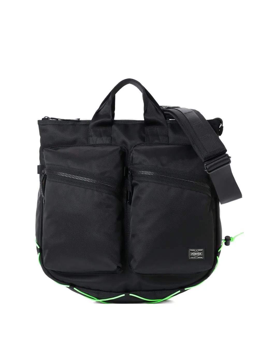 Porter-yoshida & Co 2way Helmet Double-pocket Tote Bag In Black