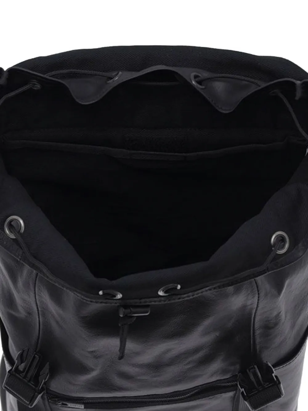 Porter-yoshida & Co Leather Drawstring Backpack In Black