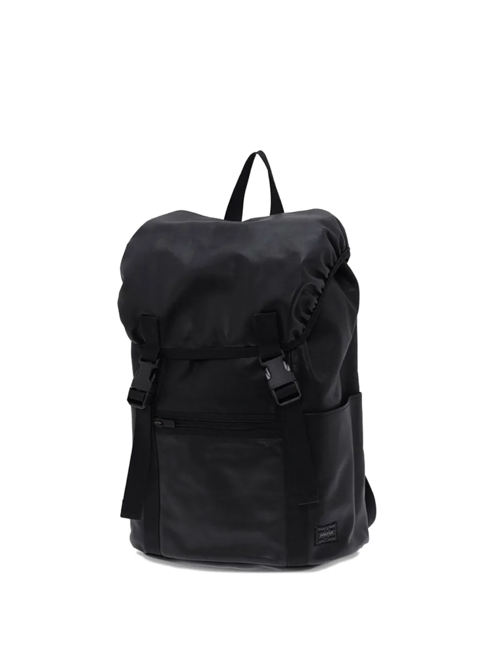 Porter-yoshida & Co Leather Drawstring Backpack In Black