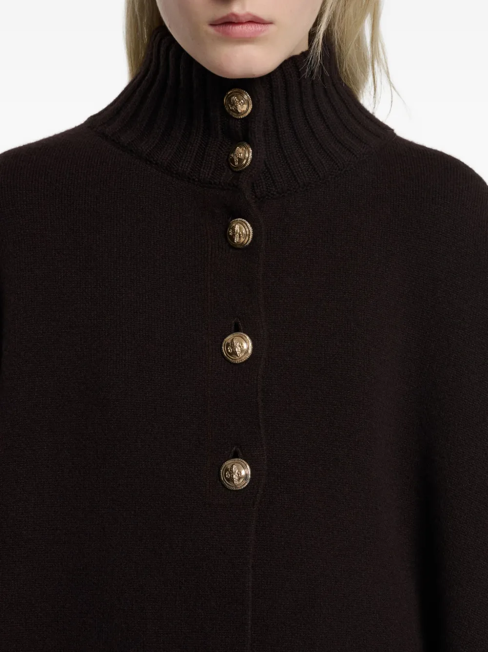 Barrie High-neck Poncho In Brown