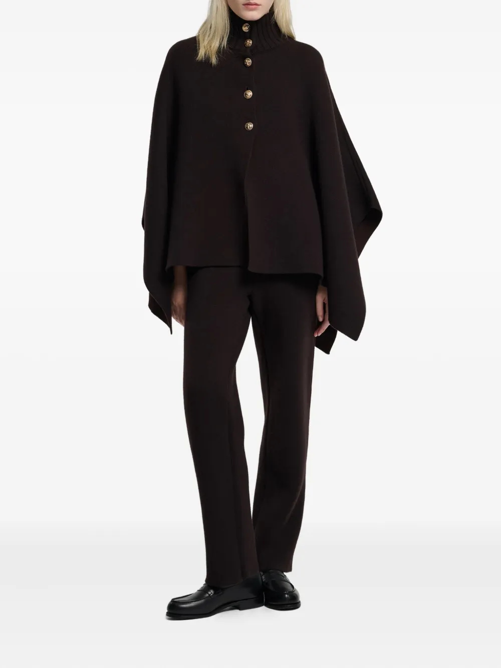 Barrie High-neck Poncho In Brown