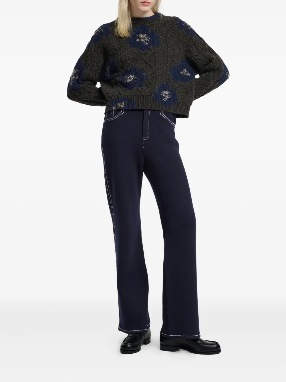 Barrie Floral-intarsia Sweater In Multi