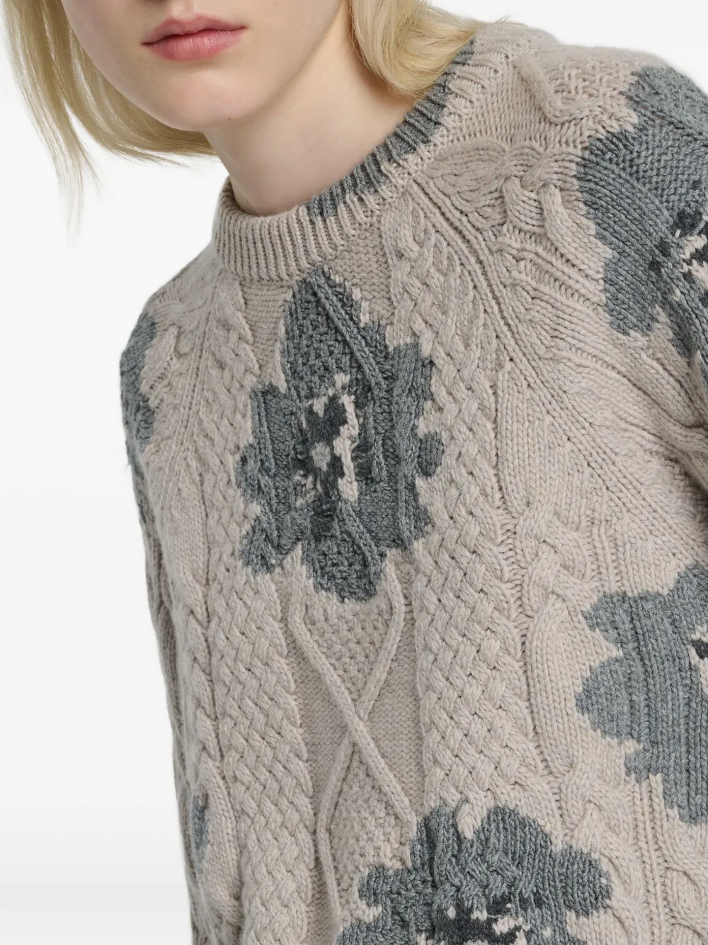 Barrie Floral-intarsia Sweater In Neutral