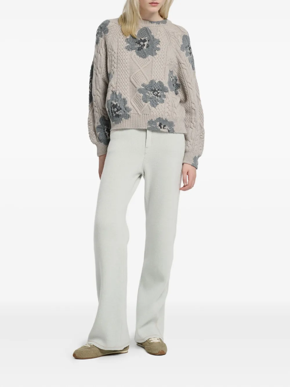 Barrie Floral-intarsia Sweater In Neutral