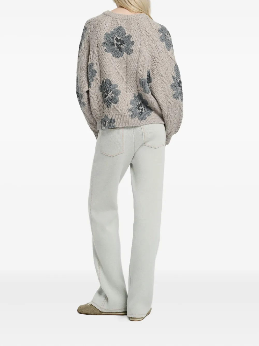 Barrie Floral-intarsia Sweater In Neutral