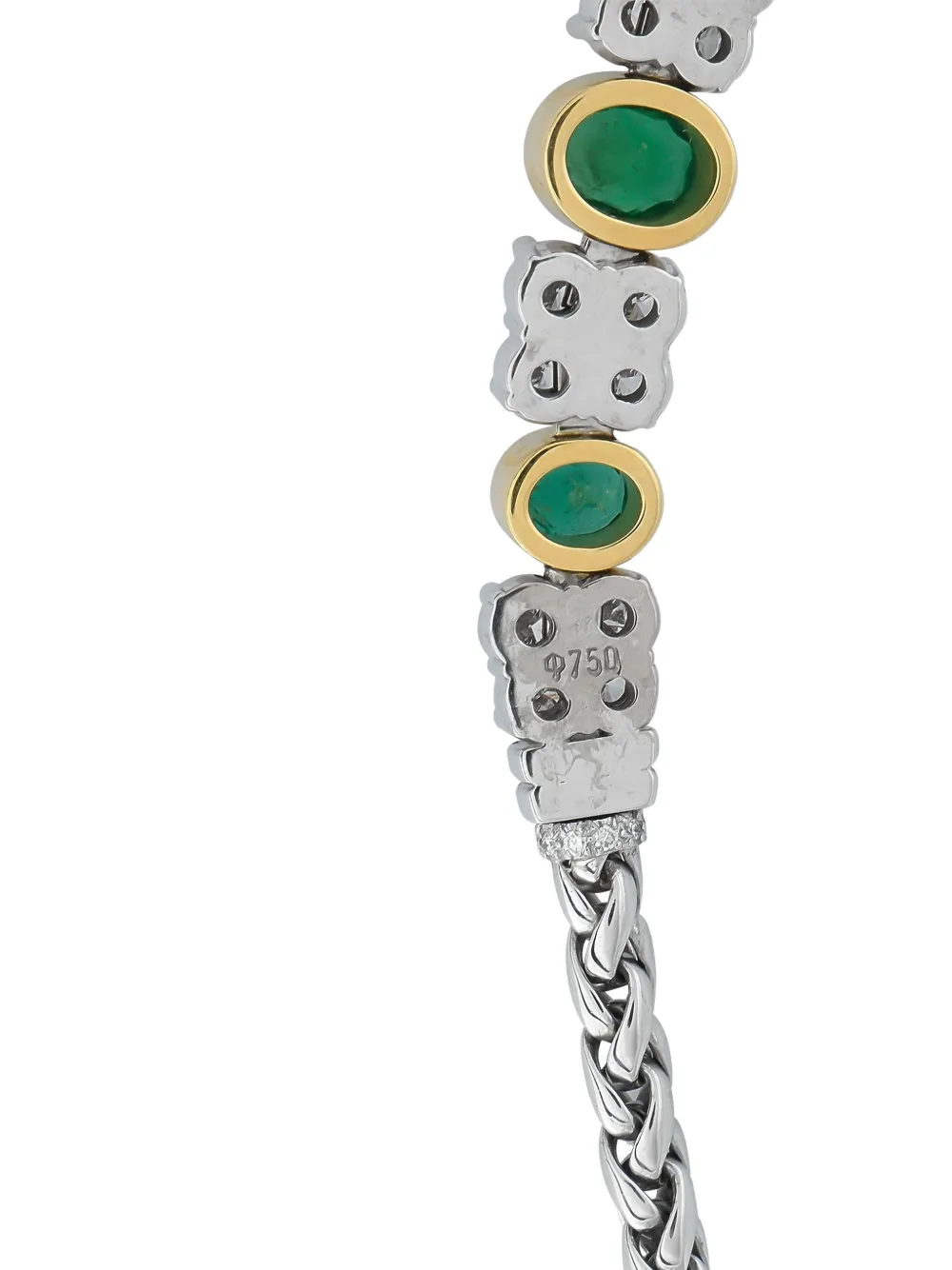LB Exclusive 18K yellow and white gold emerald and diamond necklace | Image 2