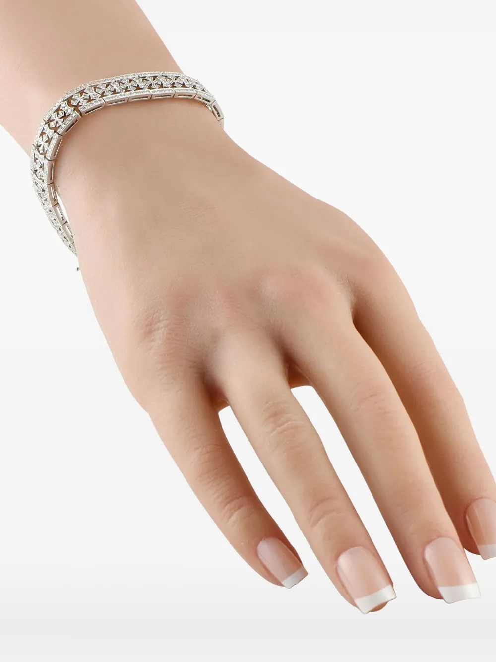 Pre-owned Lb Exclusive 18k White Gold Diamond Bracelet In Silver