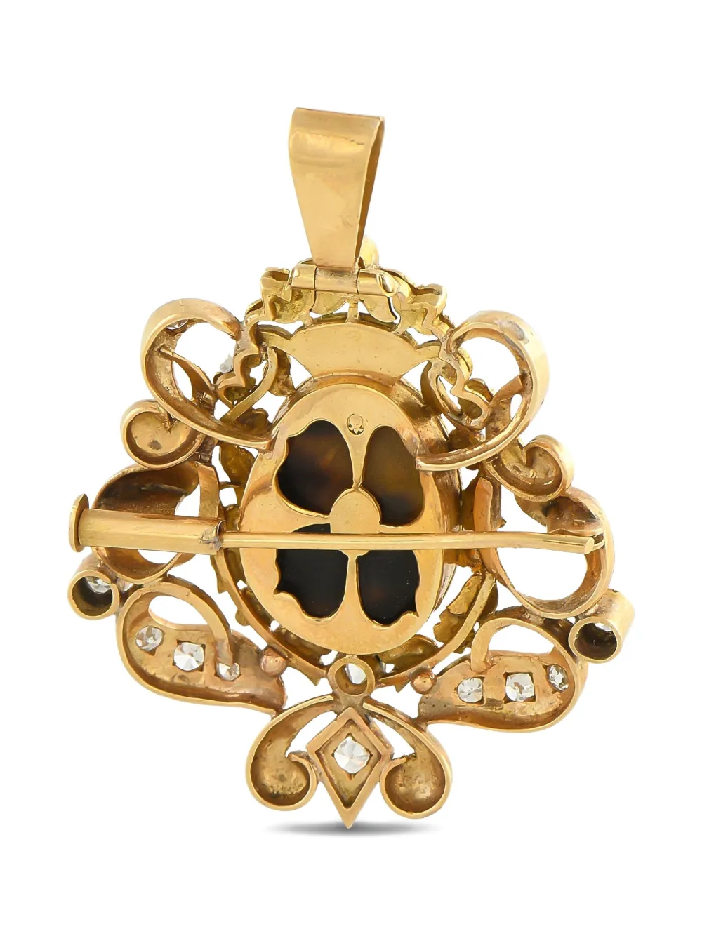 Pre-owned Lb Exclusive 18k Yellow And White Gold Cameo Diamond Pendant