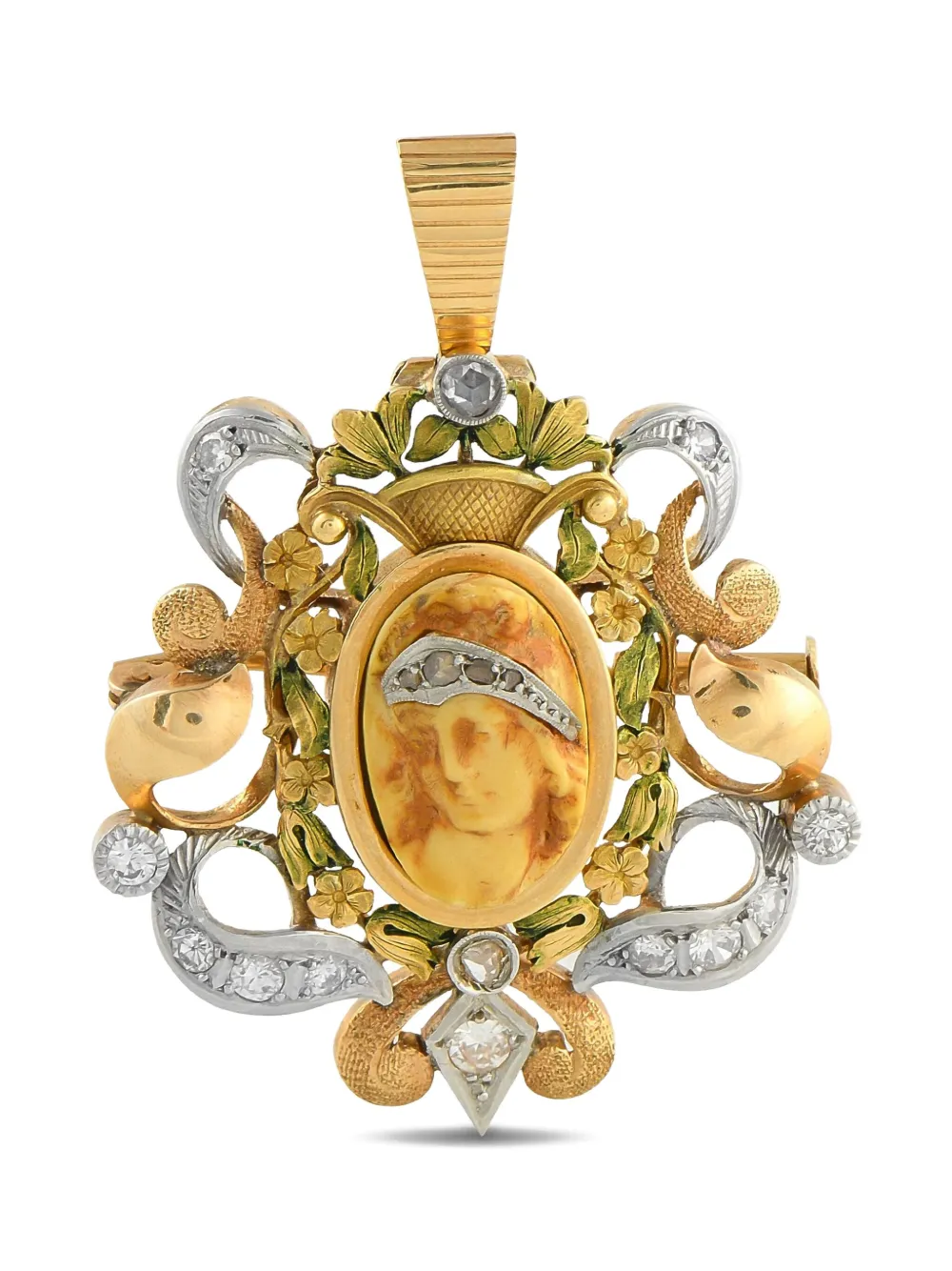 LB Exclusive 18K yellow and white gold Cameo diamond pendant | Image 2