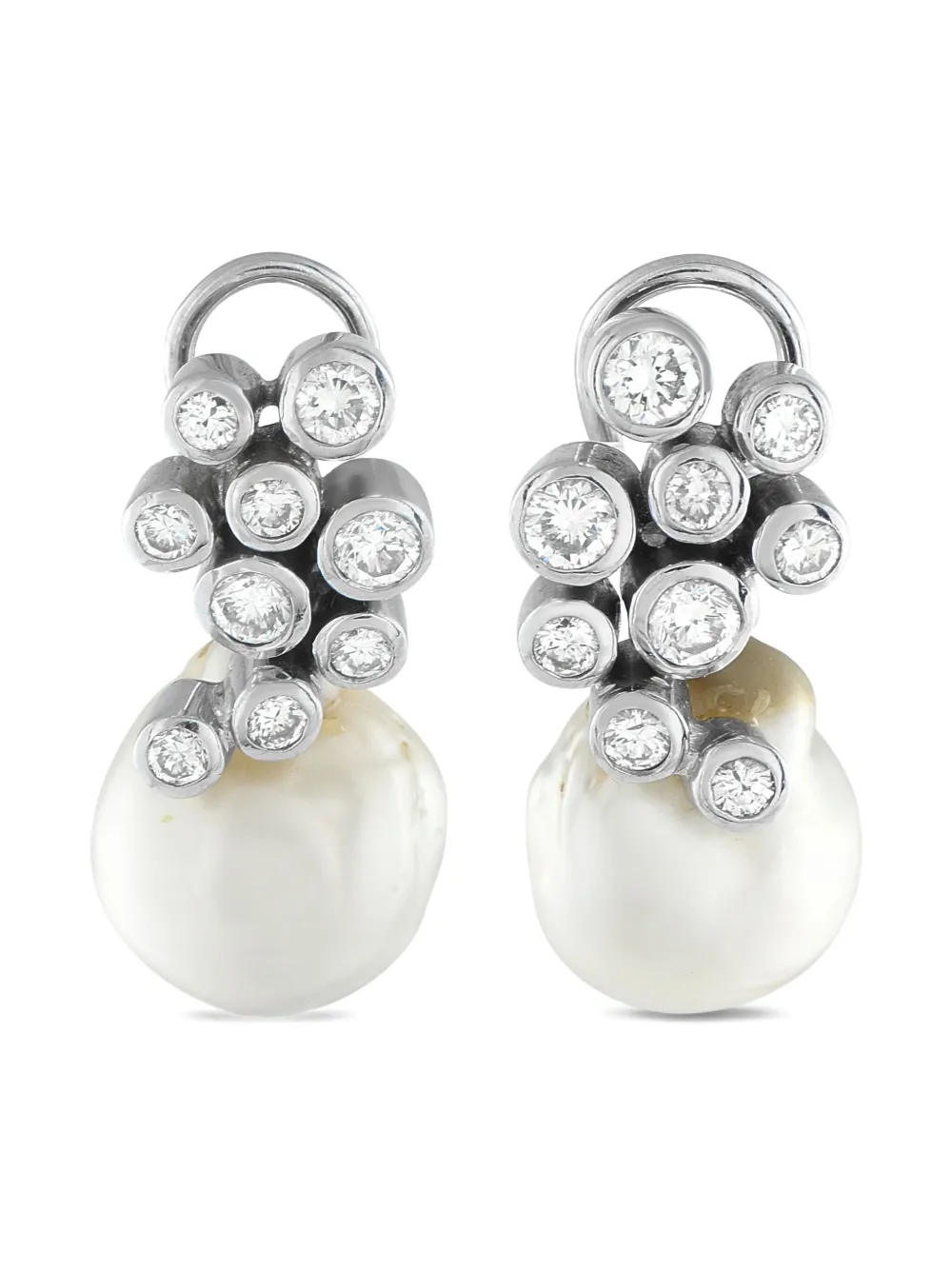 LB Exclusive 18K white gold diamond and pearl earrings - シルバートーン LB Exclusive 18K white gold diamond and pearl earrings - シルバートーン