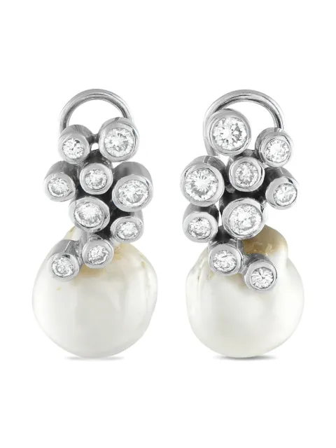 LB Exclusive 18K white gold diamond and pearl earrings