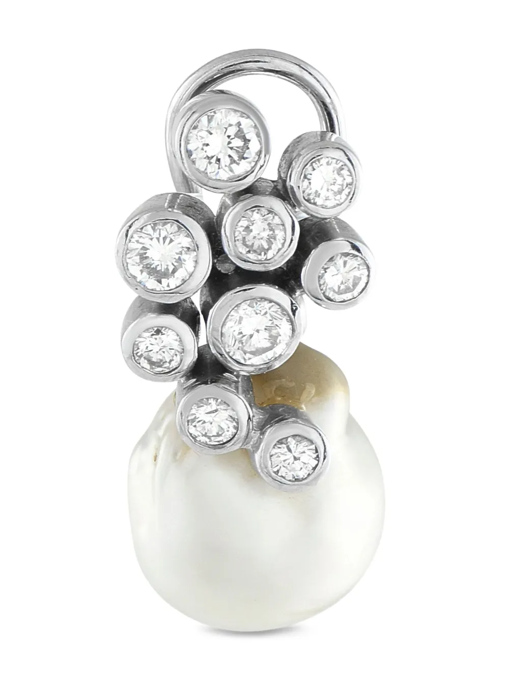 LB Exclusive 18K white gold diamond and pearl earrings | Image 2