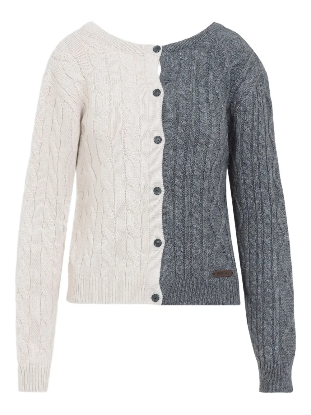 Moschino cable-knit two-tone cardigan - ホワイト Moschino cable-knit two-tone cardigan - ホワイト
