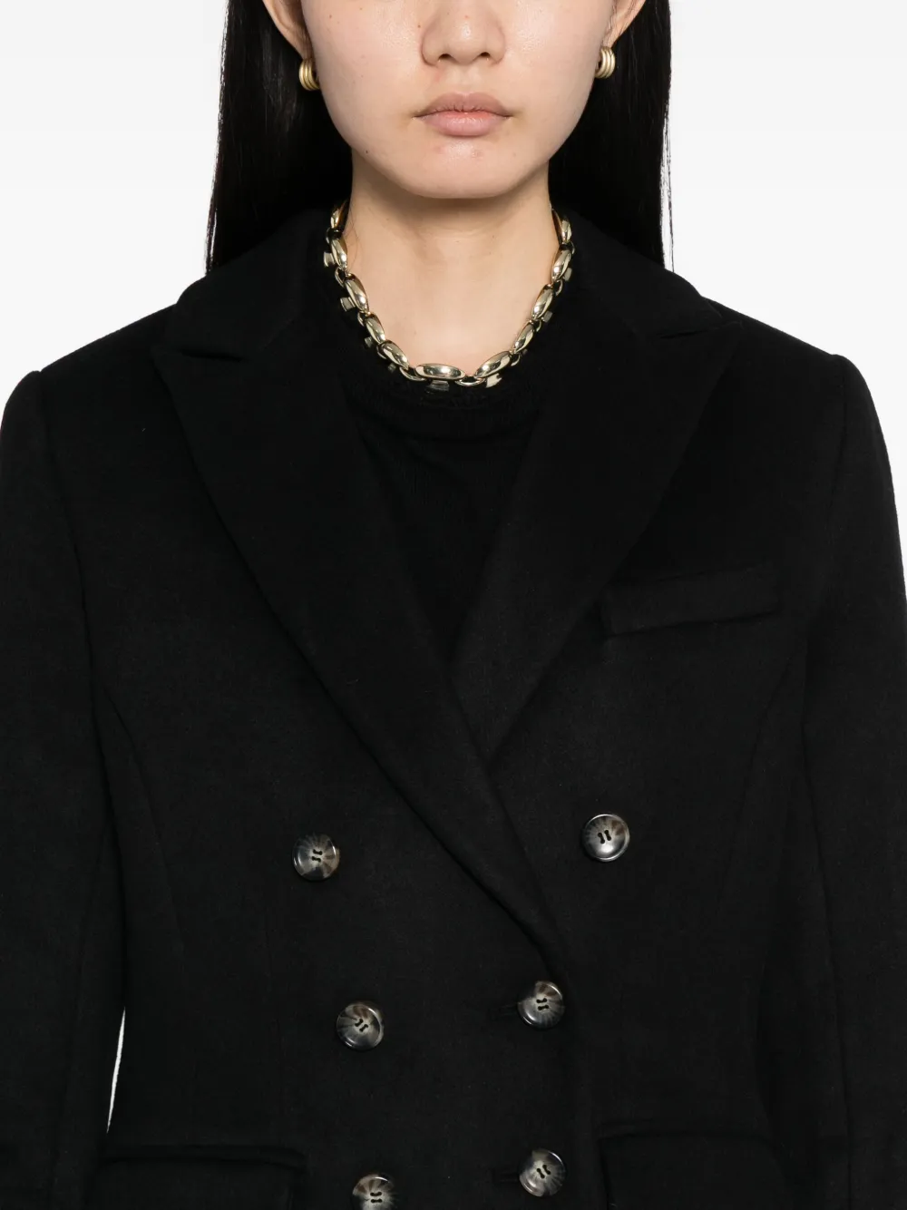 Favorite Daughter The Simon Double Breasted Longline Coat In Black