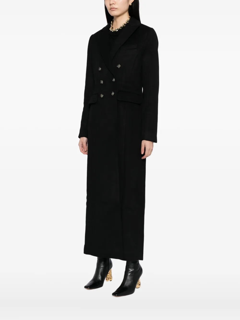 Favorite Daughter The Simon Double Breasted Longline Coat In Black