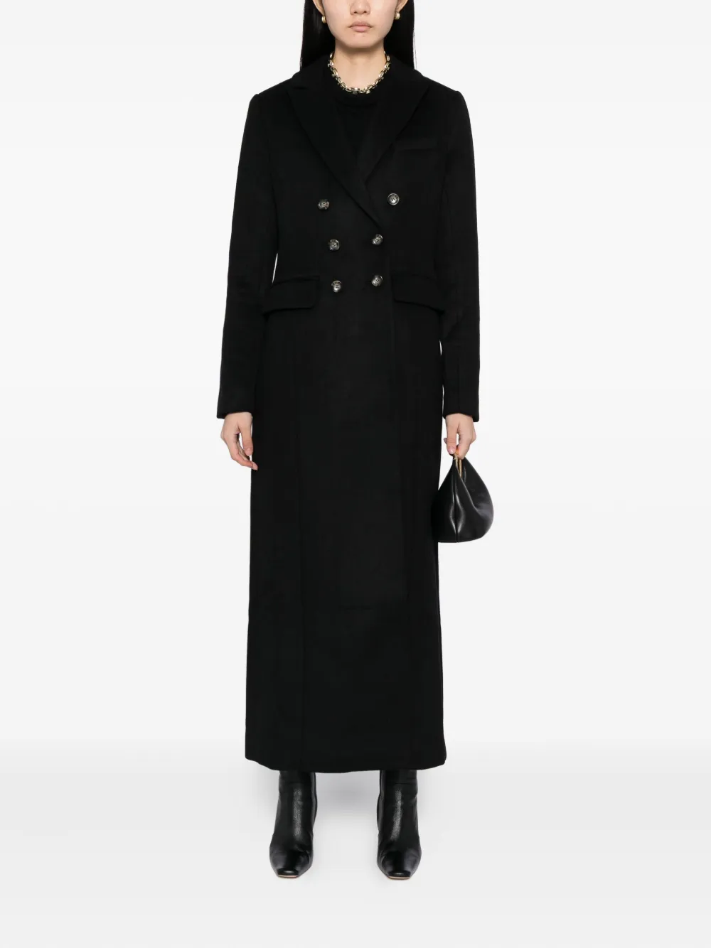 Favorite Daughter The Simon Double Breasted Longline Coat In Black
