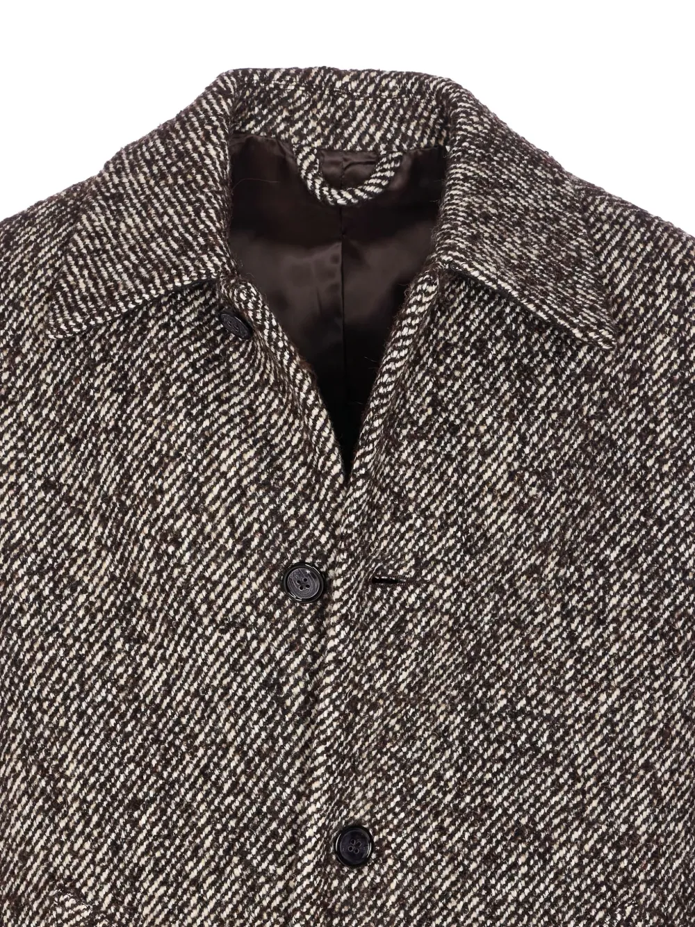 Nn07 Chevron Motif Long Sleeve Coat With Pockets In Brown