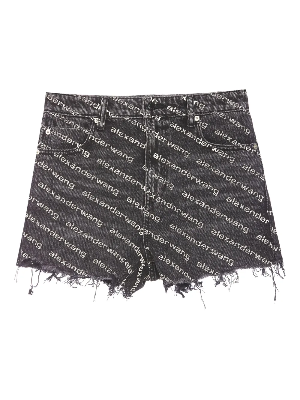 Alexander Wang logo-print frayed shorts | Grey | Image 1
